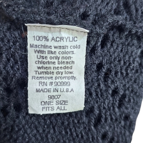 A.L.C Womens Black Open Weave Fringe Boho Poncho Sweater Sz OS Lightweight Chic - Picture 13 of 13